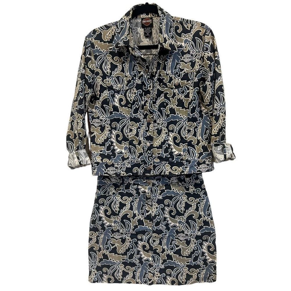 Harley Davidson Women's Multicolor Paisley Jacket And Skirt Set Medium/10